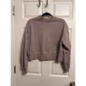 Everlane Womens Medium Cropped Crewneck Sweatshirt Organic Cotton Purple